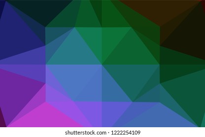 Dark Multicolor, Rainbow vector polygon abstract background. Shining illustration, which consist of triangles. The elegant pattern can be used as part of a brand book.