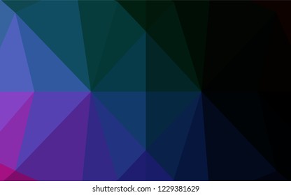 Dark Multicolor, Rainbow vector polygon abstract backdrop. Shining illustration, which consist of triangles. Triangular pattern for your business design.