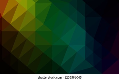Dark Multicolor, Rainbow vector polygon abstract layout. Colorful illustration in abstract style with gradient. Triangular pattern for your business design.