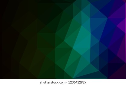 Dark Multicolor, Rainbow vector polygon abstract layout. Triangular geometric sample with gradient.  Brand new style for your business design.