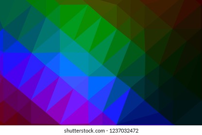 Dark Multicolor, Rainbow vector polygon abstract layout. Modern geometrical abstract illustration with gradient. Triangular pattern for your business design.