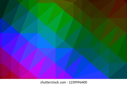 Dark Multicolor, Rainbow vector polygon abstract background. An elegant bright illustration with gradient. The best triangular design for your business.