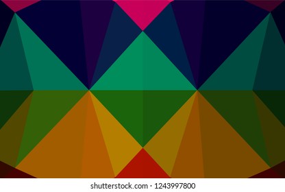 Dark Multicolor, Rainbow vector polygon abstract backdrop. A completely new color illustration in a vague style. Triangular pattern for your business design.