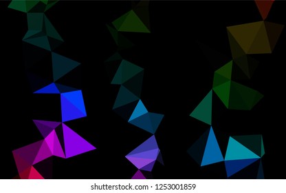 Dark Multicolor, Rainbow vector polygon abstract backdrop. Colorful illustration in abstract style with gradient. The best triangular design for your business.