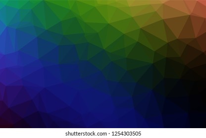 Dark Multicolor, Rainbow vector polygon abstract backdrop. An elegant bright illustration with gradient. The template can be used as a background for cell phones.