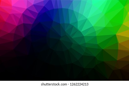 Dark Multicolor, Rainbow vector polygon abstract background. Colorful illustration in abstract style with gradient. Brand new design for your business.