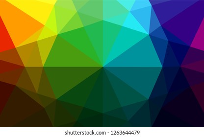 Dark Multicolor, Rainbow vector polygon abstract backdrop. Triangular geometric sample with gradient.  The completely new template can be used for your brand book.