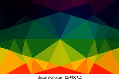 Dark Multicolor, Rainbow vector polygon abstract background. Shining colored illustration in a Brand new style. A completely new template for your business design.