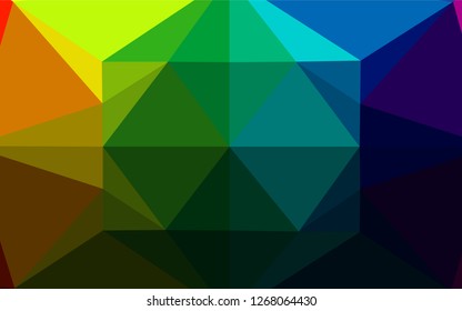 Dark Multicolor, Rainbow vector polygon abstract background. An elegant bright illustration with gradient. Brand new style for your business design.
