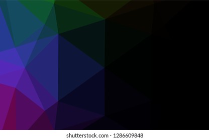 Dark Multicolor, Rainbow vector polygon abstract backdrop. Shining illustration, which consist of triangles. Brand new design for your business.