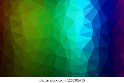 Dark Multicolor, Rainbow vector polygon abstract backdrop. Colorful illustration in Origami style with gradient.  Brand new design for your business.