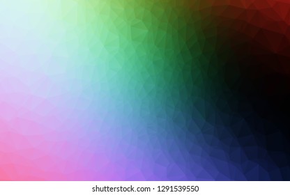 Dark Multicolor, Rainbow vector polygon abstract background. Shining illustration, which consist of triangles. Brand new style for your business design.