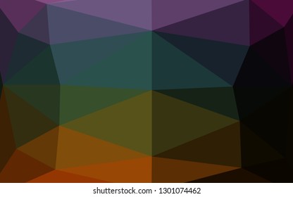 Dark Multicolor, Rainbow vector polygon abstract background. Shining illustration, which consist of triangles. Polygonal design for your web site.