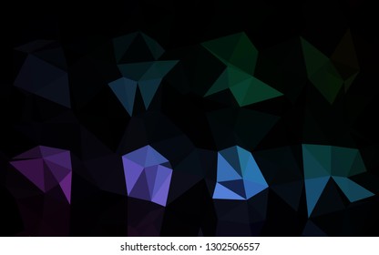 Dark Multicolor, Rainbow vector polygon abstract backdrop. Glitter abstract illustration with an elegant design. Brand new style for your business design.