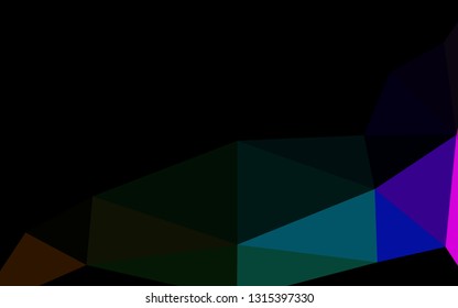 Dark Multicolor, Rainbow vector polygon abstract background. A sample with polygonal shapes. Triangular pattern for your business design.