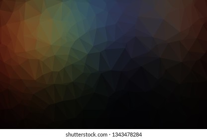 Dark Multicolor, Rainbow vector polygon abstract background. An elegant bright illustration with gradient. Polygonal design for your web site.