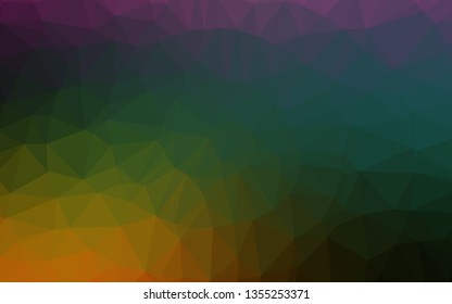 Dark Multicolor, Rainbow vector polygon abstract backdrop. Triangular geometric sample with gradient.  Template for your brand book.