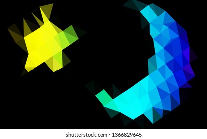 Dark Multicolor, Rainbow vector polygon abstract layout. A sample with polygonal shapes. Completely new design for your business.