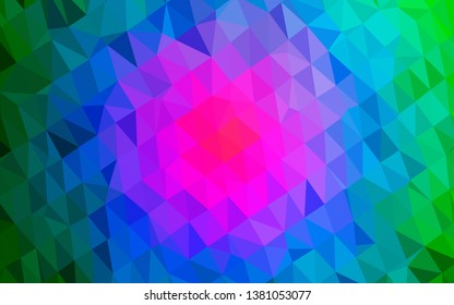 Dark Multicolor, Rainbow vector polygon abstract background. A vague abstract illustration with gradient. Completely new template for your business design.