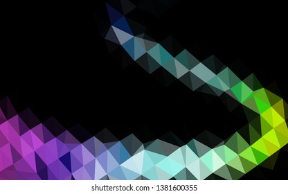 Dark Multicolor, Rainbow vector polygon abstract background. Triangular geometric sample with gradient.  Brand new design for your business.