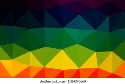 Dark Multicolor, Rainbow vector polygon abstract layout. Colorful illustration in Origami style with gradient.  Textured pattern for background.