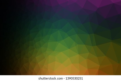 Dark Multicolor, Rainbow vector polygon abstract layout. Triangular geometric sample with gradient.  Completely new template for your business design.