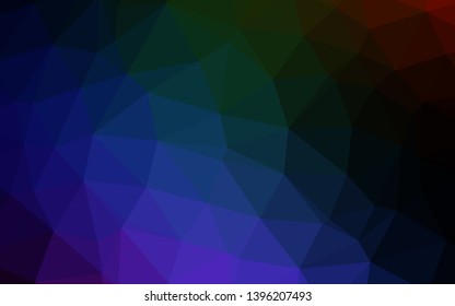 Dark Multicolor, Rainbow vector polygon abstract background. A sample with polygonal shapes. Brand new design for your business.