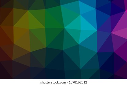 Dark Multicolor, Rainbow vector polygon abstract background. Modern geometrical abstract illustration with gradient. Template for your brand book.