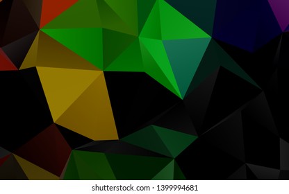Dark Multicolor, Rainbow vector polygon abstract layout. Shining illustration, which consist of triangles. The best triangular design for your business.