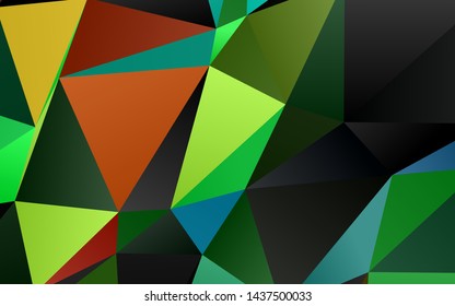 Dark Multicolor, Rainbow vector polygon abstract background. Shining colored illustration in a Brand new style. Completely new design for your business.