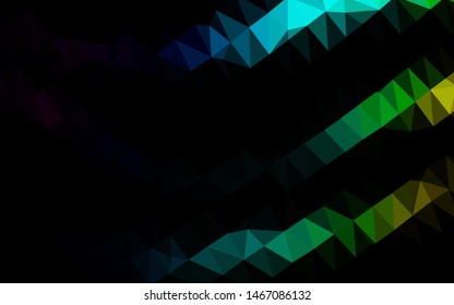 Dark Multicolor, Rainbow vector polygon abstract backdrop. Shining colored illustration in a Brand new style. Triangular pattern for your business design.
