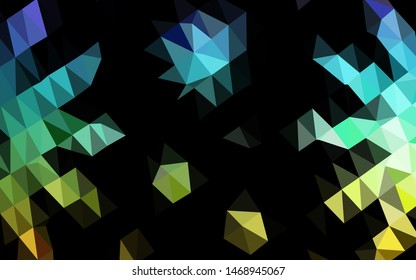 Dark Multicolor, Rainbow vector polygon abstract backdrop. A sample with polygonal shapes. Textured pattern for background.