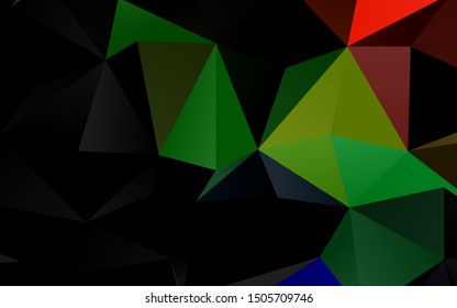 Dark Multicolor, Rainbow vector polygon abstract background. Triangular geometric sample with gradient.  Brand new style for your business design.