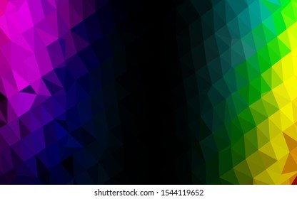 Dark Multicolor, Rainbow vector polygon abstract background. Colorful illustration in abstract style with gradient. Brand new design for your business.