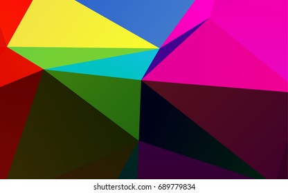 Dark Multicolor, Rainbow vector polygon abstract template. Shining illustration, which consist of triangles. The best triangular design for your business.