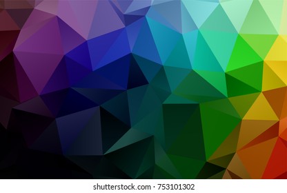 Dark Multicolor, Rainbow vector polygon abstract pattern. Colorful illustration in abstract style with gradient. The polygonal design can be used for your web site.
