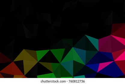 Dark Multicolor, Rainbow vector polygon abstract pattern. Triangular geometric sample with gradient.  The completely new template can be used for your brand book.