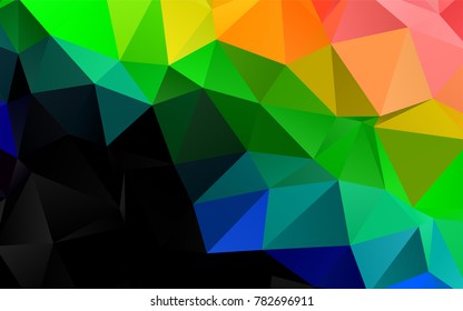 Dark Multicolor, Rainbow vector polygon abstract pattern. Creative geometric illustration in Origami style with gradient. The best triangular design for your business.