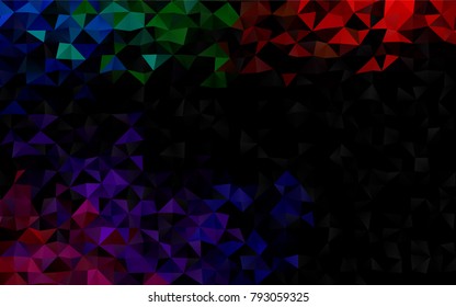 Dark Multicolor, Rainbow vector polygon abstract template. Geometric illustration in Origami style with gradient.  The template can be used as a background for cell phones.