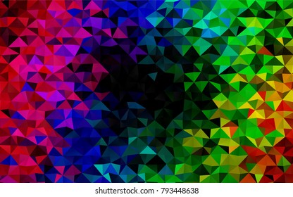 Dark Multicolor, Rainbow vector polygon abstract template. Colorful abstract illustration with gradient. The template can be used as a background for cell phones.