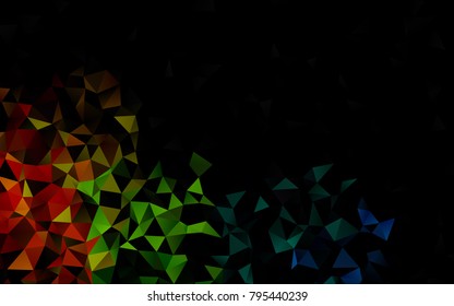 Dark Multicolor, Rainbow vector polygon abstract template. Triangular geometric sample with gradient.  A completely new design for your business.