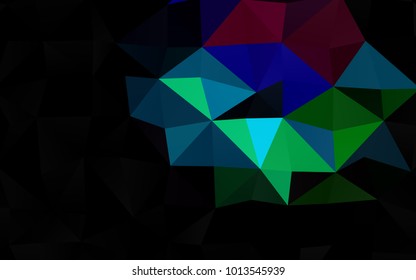 Dark Multicolor, Rainbow vector polygonal pattern. Triangular geometric sample with gradient.  Brand-new design for your business.