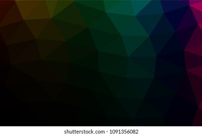 Dark Multicolor, Rainbow vector polygonal background. Creative illustration in halftone style with gradient. The best triangular design for your business.