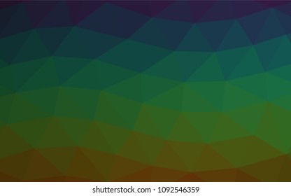 Dark Multicolor, Rainbow vector polygonal background. Triangular geometric sample with gradient.  The template can be used as a background for cell phones.