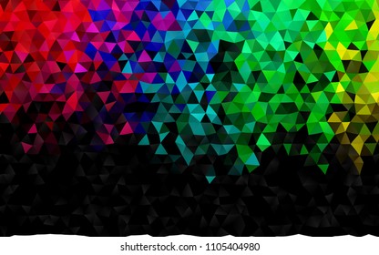 Dark Multicolor, Rainbow vector polygonal pattern. Geometric illustration in Origami style with gradient.  Triangular pattern for your business design.