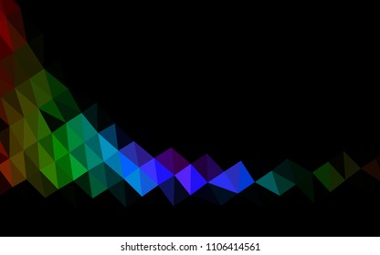 Dark Multicolor, Rainbow vector polygonal background. Triangular geometric sample with gradient.  Triangular pattern for your business design.