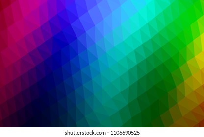 Dark Multicolor, Rainbow vector polygonal background. Geometric illustration in Origami style with gradient.  Brand new design for your business.