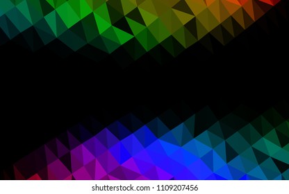 Dark Multicolor, Rainbow vector polygonal template. Modern geometrical abstract illustration with gradient. The best triangular design for your business.