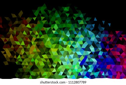 Dark Multicolor, Rainbow vector polygonal background. Brand new colored illustration in blurry style with gradient. Triangular pattern for your business design.