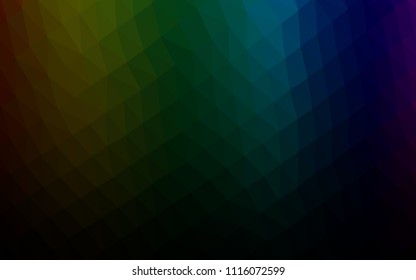 Dark Multicolor, Rainbow vector polygonal pattern. Shining illustration, which consist of triangles. The best triangular design for your business.